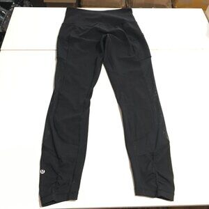 Lululemon Athletica Women's Leggings Size 6 Black Mesh Side Panel Activewear